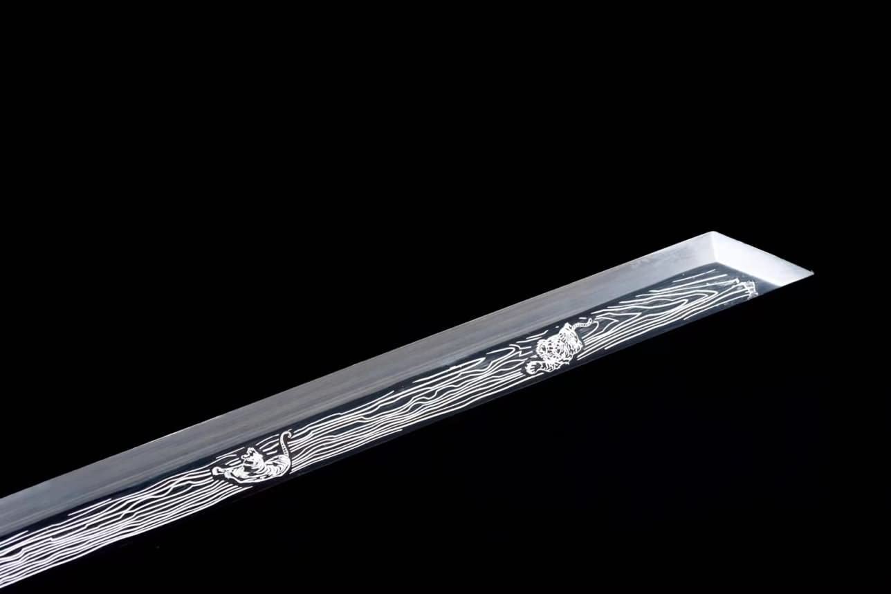 Hand Forged Tiger Sabre Real,Forged 1060 Carbon Steel Etch Blade,Alloy Fittings