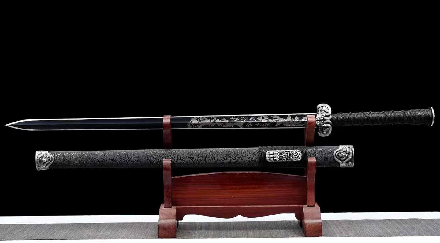 Hand Forged Han Jian Sword – High Carbon Steel, Traditional Longquan Craft（1045 Carbon Steel）