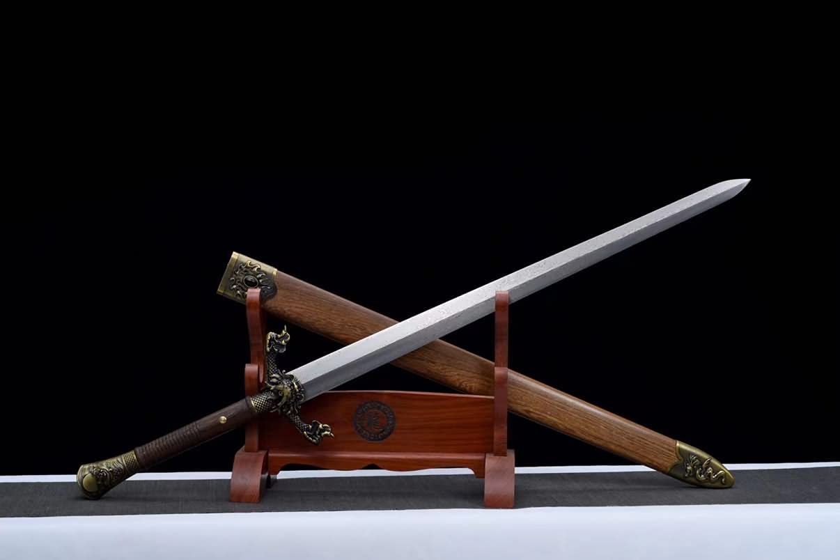 Flying Dragon Sword,Forged Damascus Blades,Rosewood Scabbard,chinese sword