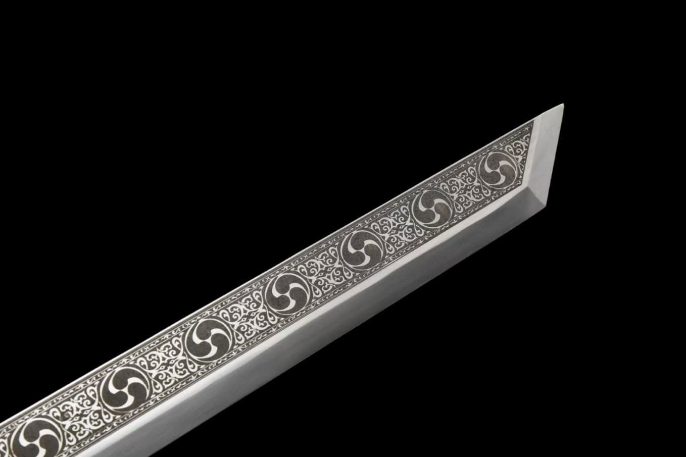 LOONGSWORD,chinese sword,Tactical Sabre,Tang DAO high Carbon Steel Etch Blades,Alloy Fittings,carvings Scabbard