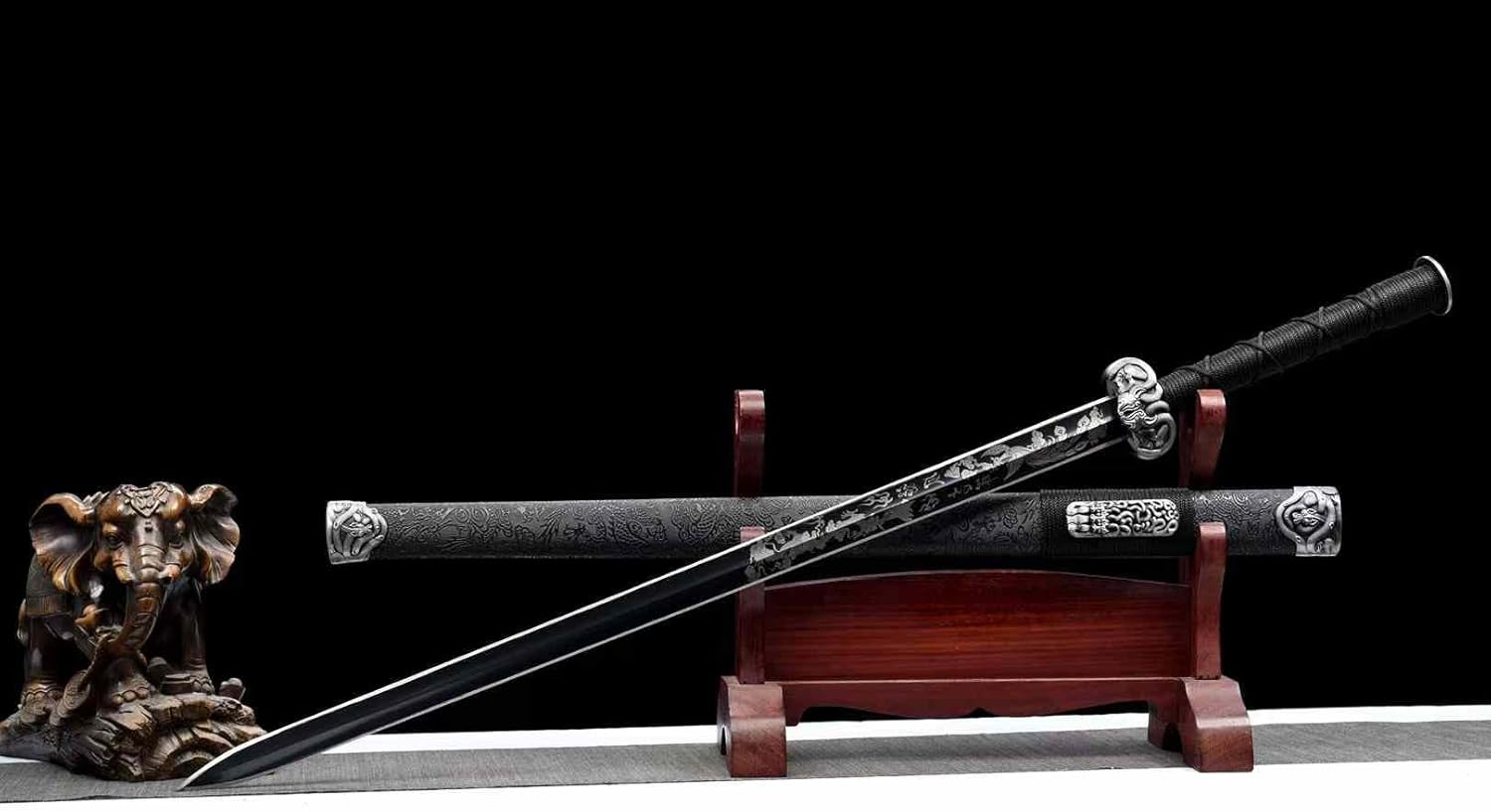Hand Forged Han Jian Sword – High Carbon Steel, Traditional Longquan Craft（1045 Carbon Steel）