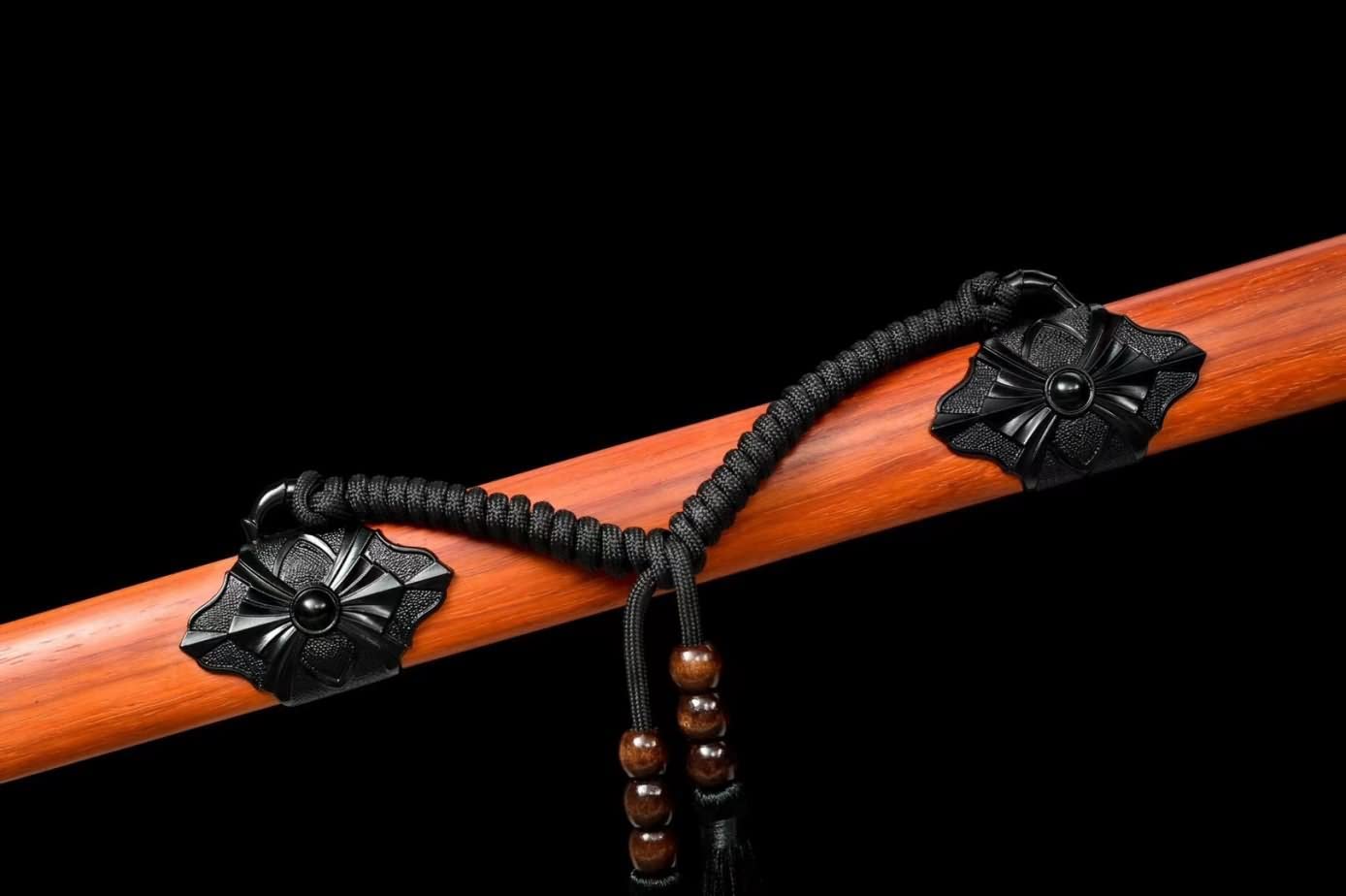 LOONGSWORD,chinese sword,Tang dao Swords Real Damascus Steel Blade,Alloy Fittings,Redwood Scabbard