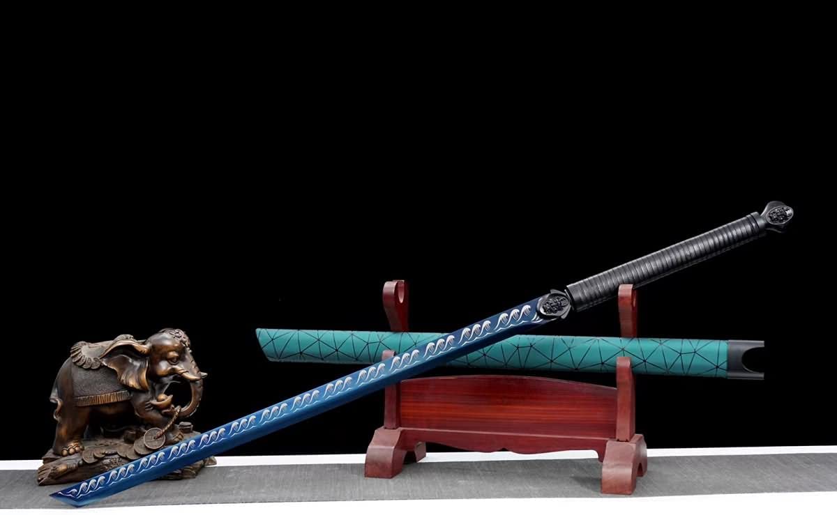 Hand Forged Tang Sword Real(High carbon Steel Blue Blade,Alloy Fittings) Full Tang