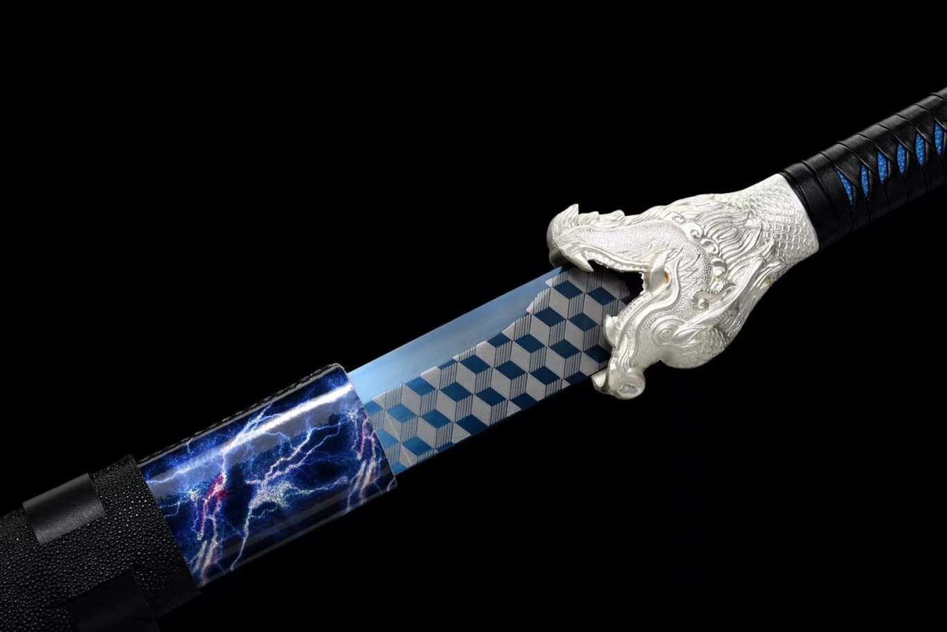 LOONGSWORD,Loong Tang dao,Hand Forged high Carbon Steel Etched Blades