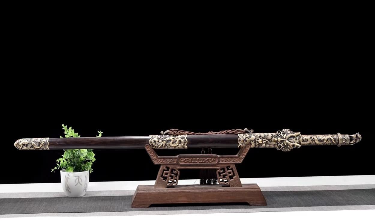 LOONGSWORD,Dragon King Sword Real,Forged Damascus Steel Blades,Brass Fittings,chinese sword