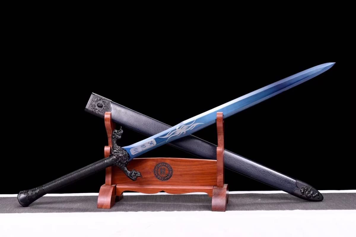 Flying Dragon Jian,Forged Spring Steel Blue Blades,Solid Wood Scabbard,LOONGSWORD