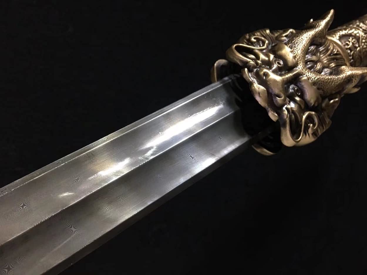 LOONGSWORD,Dragon King Sword Real,Forged Damascus Steel Blades,Brass Fittings,chinese sword
