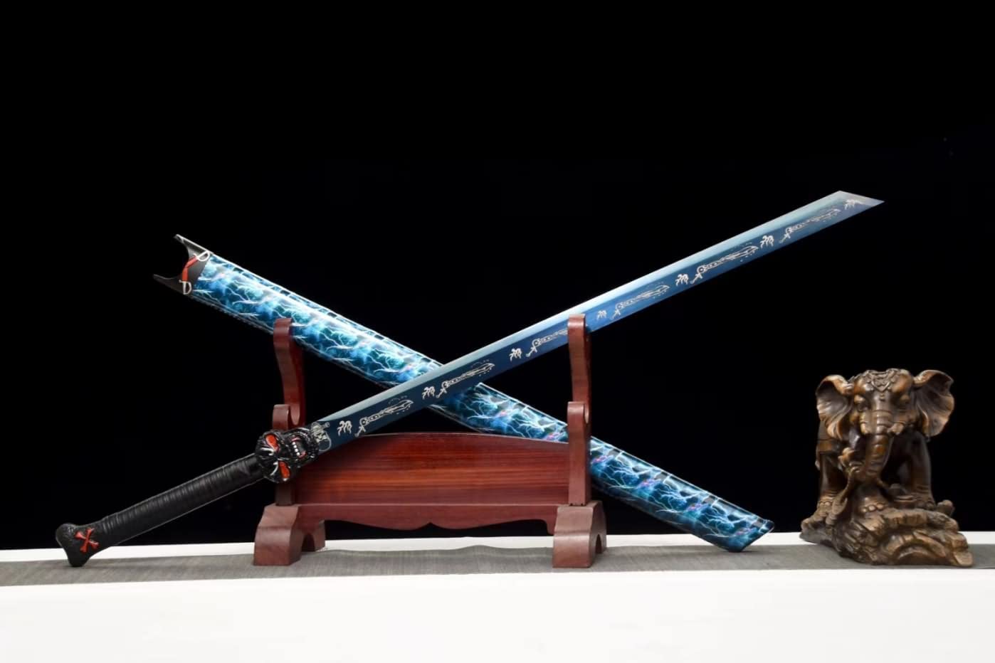 Tang Dao Real,High Carbon Steel Blue Blade,Alloy Fittings,Solid Wood Scabbard,chinese sword