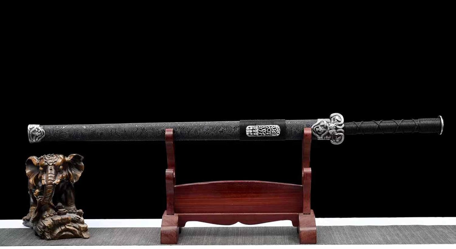 Hand Forged Han Jian Sword – High Carbon Steel, Traditional Longquan Craft（1045 Carbon Steel）