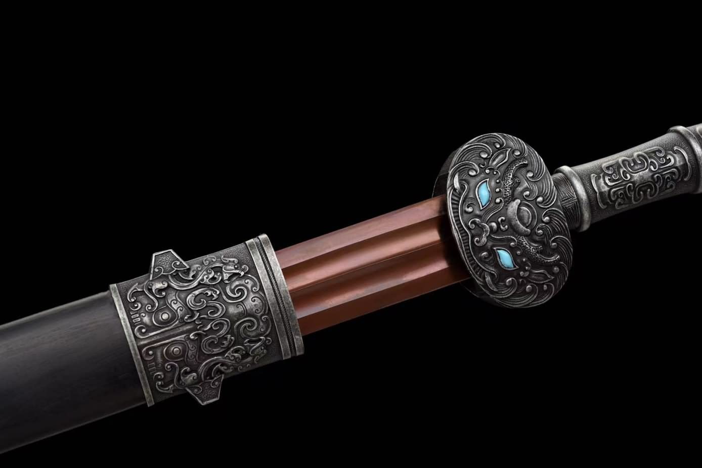 fengyun jian,Forged High Carbon Steel Blades,Black Wood Scabbard,Alloy Fittings,chinese sword