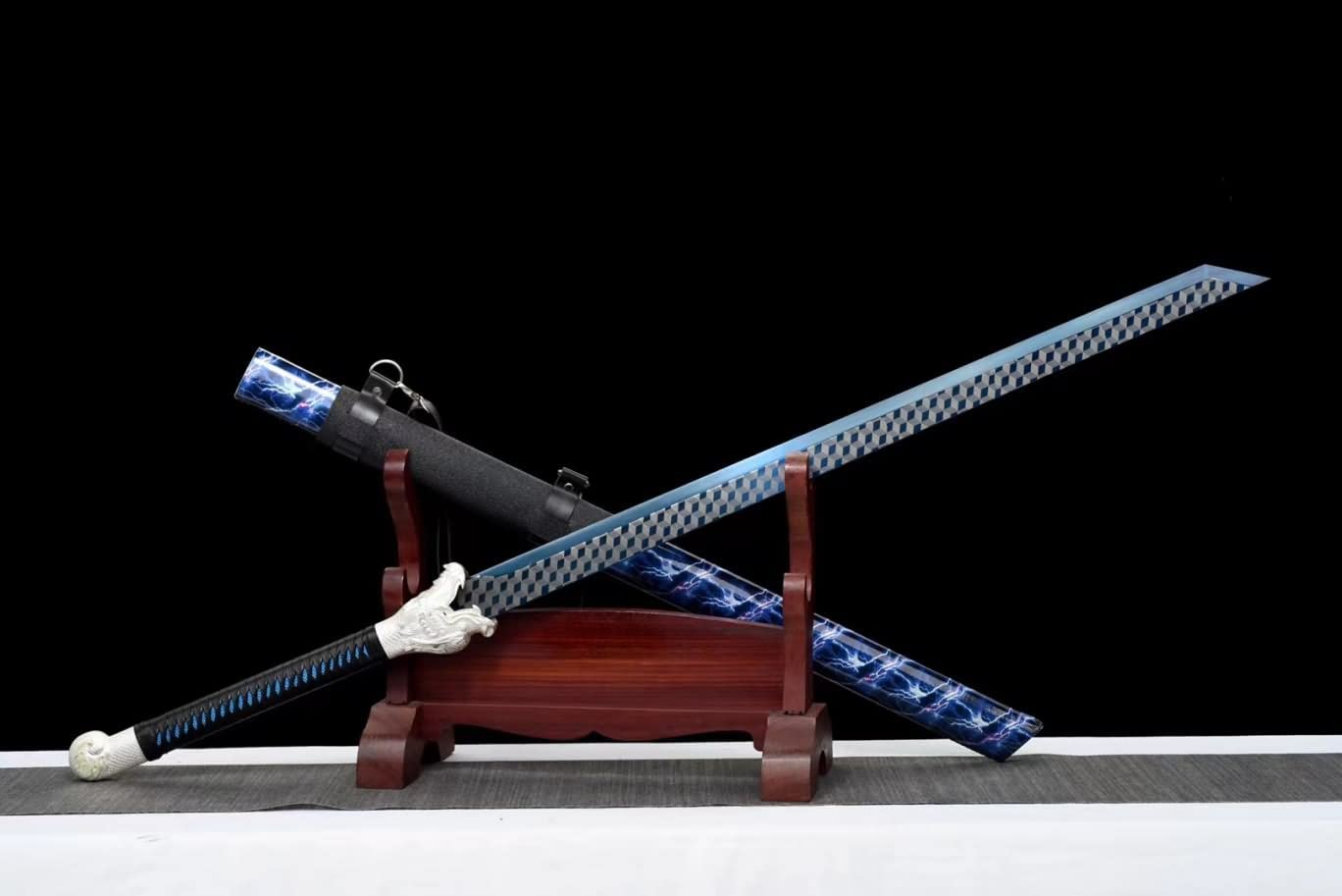 LOONGSWORD,Loong Tang dao,Hand Forged high Carbon Steel Etched Blades