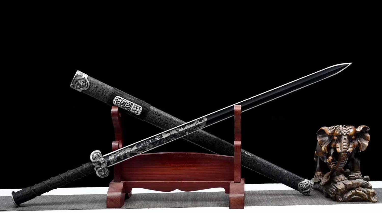 Hand Forged Han Jian Sword – High Carbon Steel, Traditional Longquan Craft（1045 Carbon Steel）