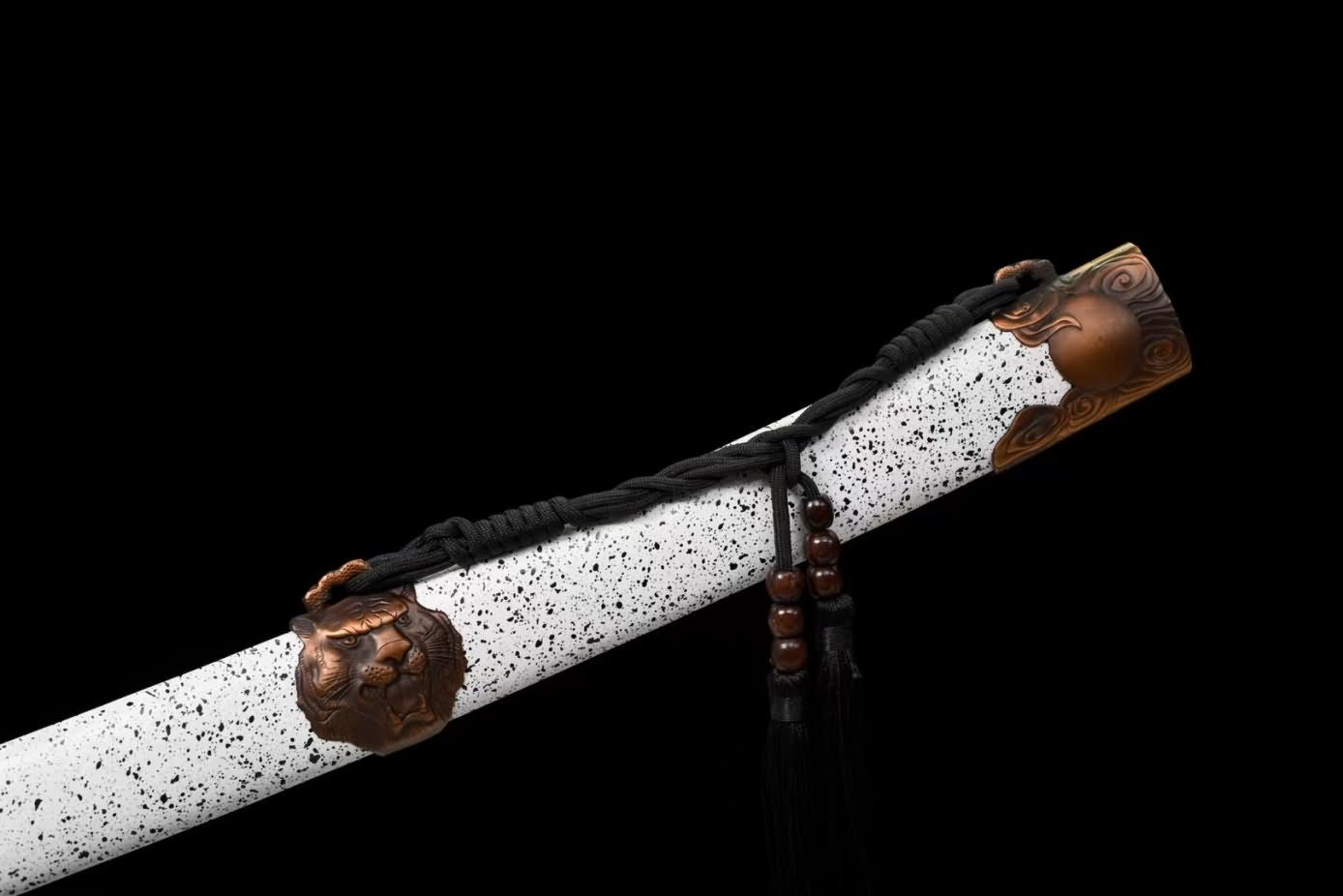 Tiger Tang dao High Carbon Steel red Blade,Alloy Fittings,Solid Wood Scabbard,LOONGSWORD