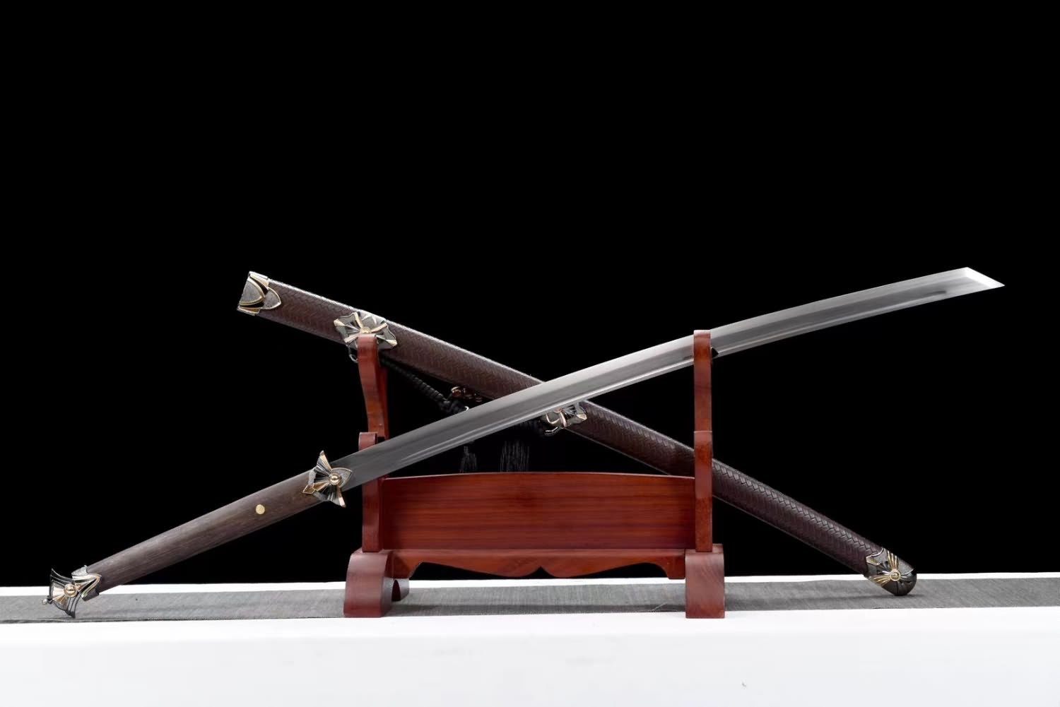 High Carbon Steel Chinese Tang Sword, Handcrafted Traditional Blade, Faux Leather-Wrapped Scabbard