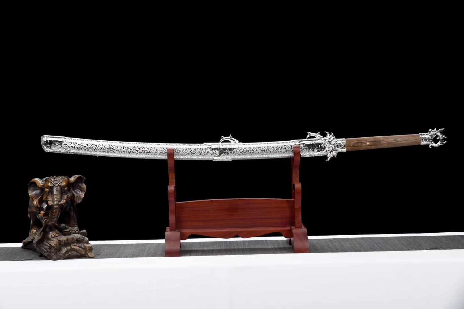 LOONGSWORD,Dragon Claw Tang dao Forged High Carbon Steel Blade,Alloy Fittings,Solid Wood Scabbard