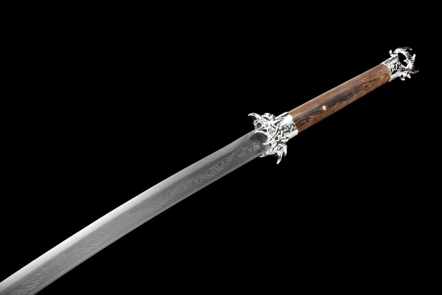 LOONGSWORD,Dragon Claw Tang dao Forged High Carbon Steel Blade,Alloy Fittings,Solid Wood Scabbard