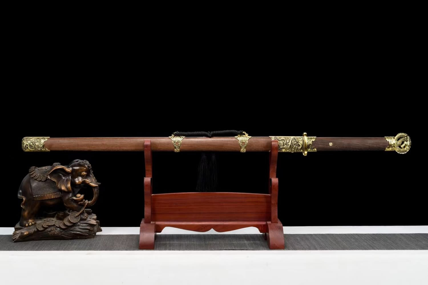 Chinese sword,Dragon Tang dao Forged high Carbon Steel Blue Blade,Alloy Fittings,Rosewood Scabbard