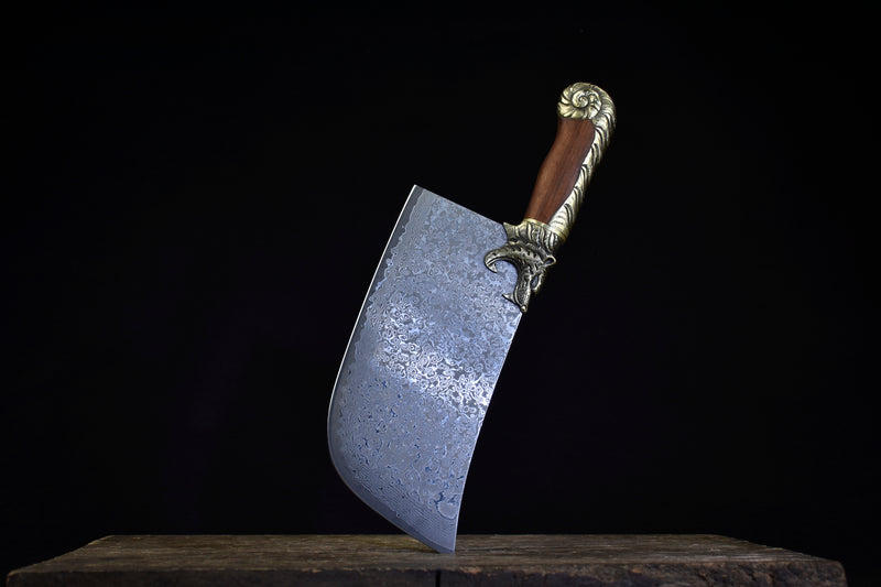 Chinese Cleaver Crouching Tiger Chef Kitchen Knives Home Cooking Slicing Tools(Damascus steel)