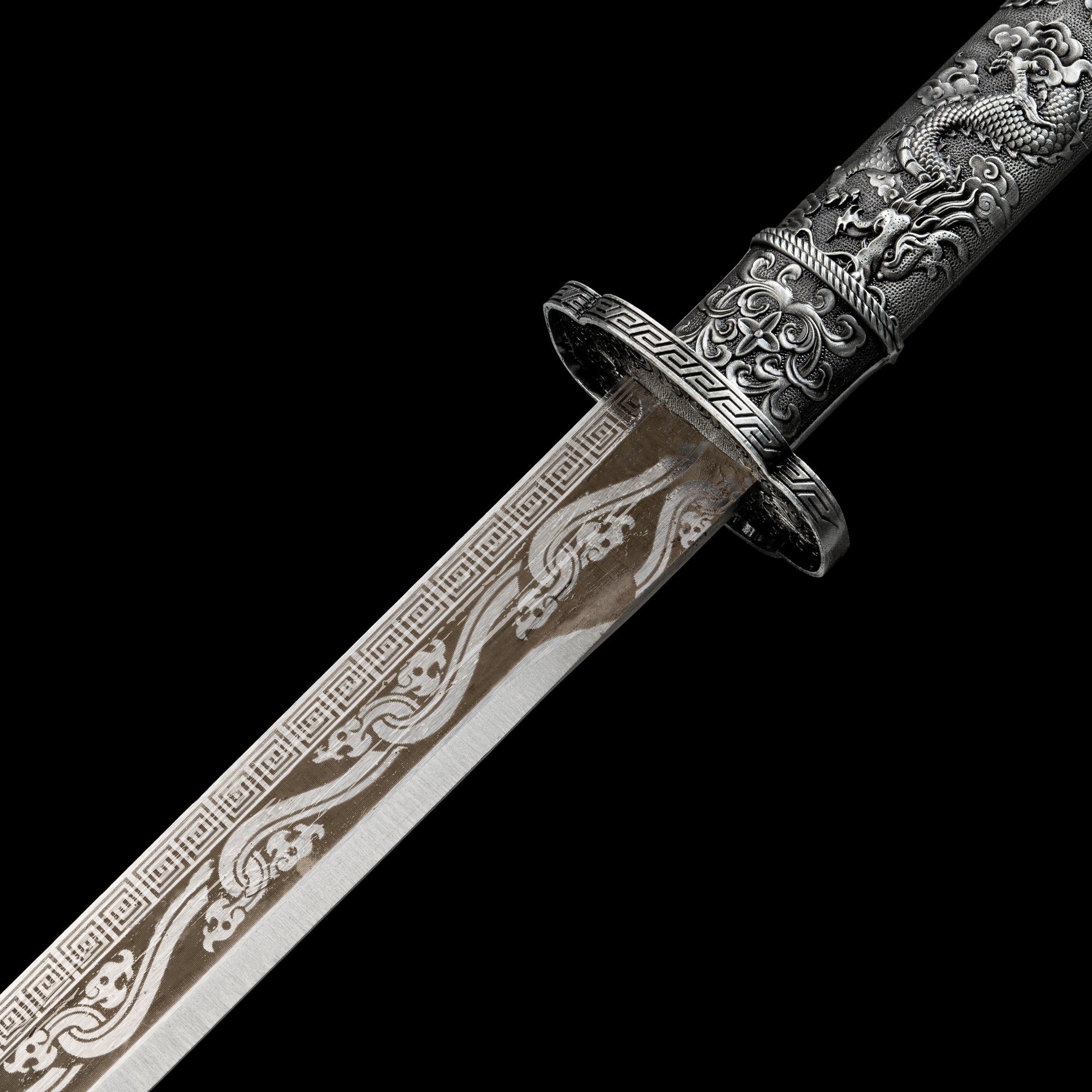 Hand Forged black dragon Tang Heng sword(1060 Carbon Steel)