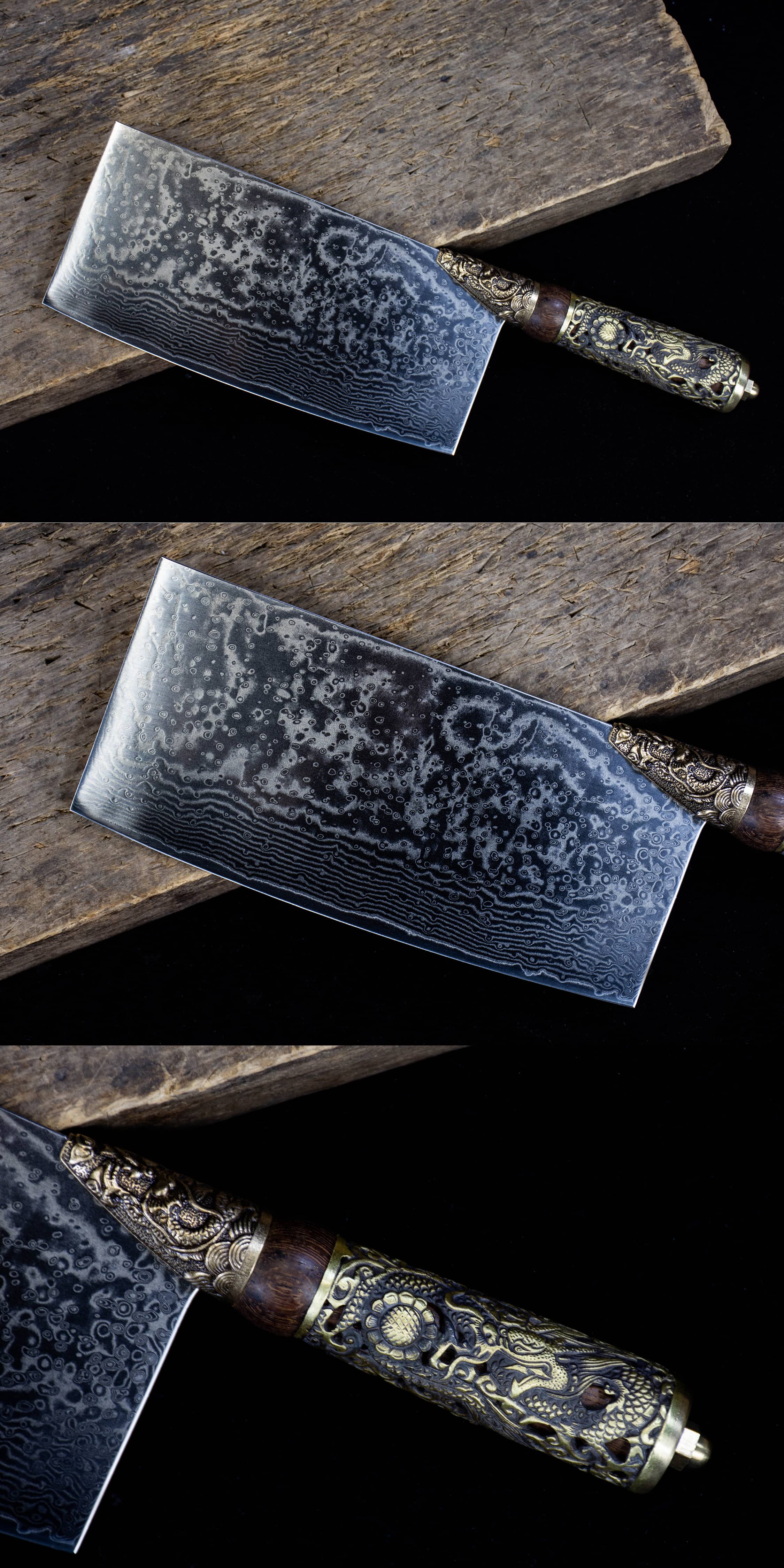 Chinese Cleaver Crouching Tiger Chef Kitchen Knives Home Cooking Slicing Tools(Damascus steel)