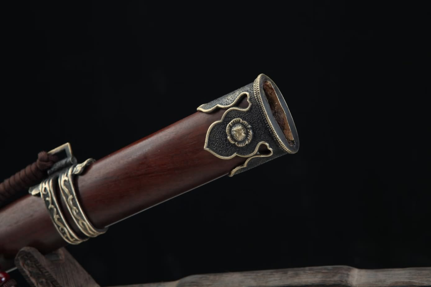 Tang jian Damascus Steel octahedral Blade,Brass Fittings,Rosewood Scabbard,LOONGSWORD