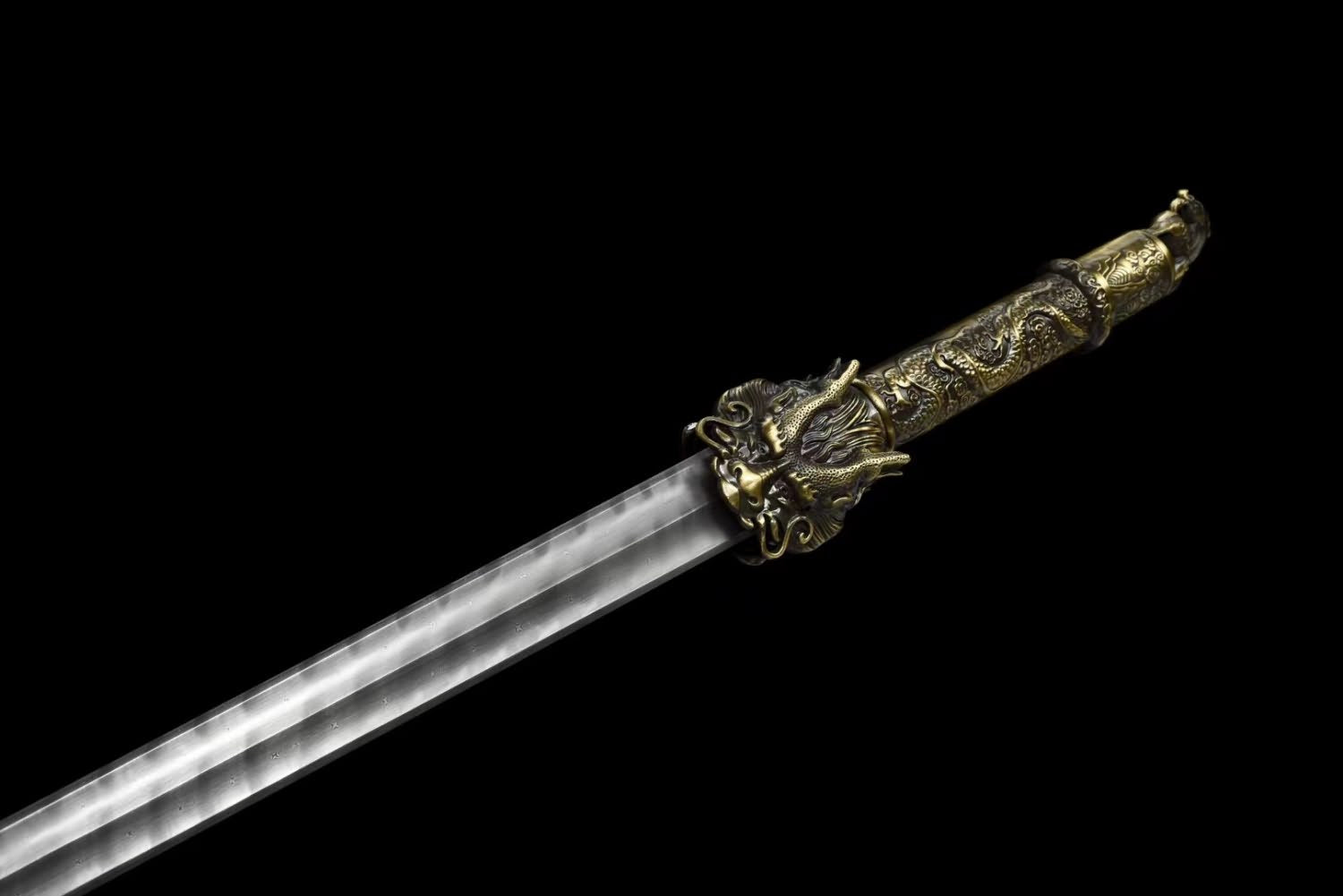 Dragon King jian Swords Real Forged Damascus Steel Blades,Alloy Fittings,Rosewood Scabbard,LOONGSWORD