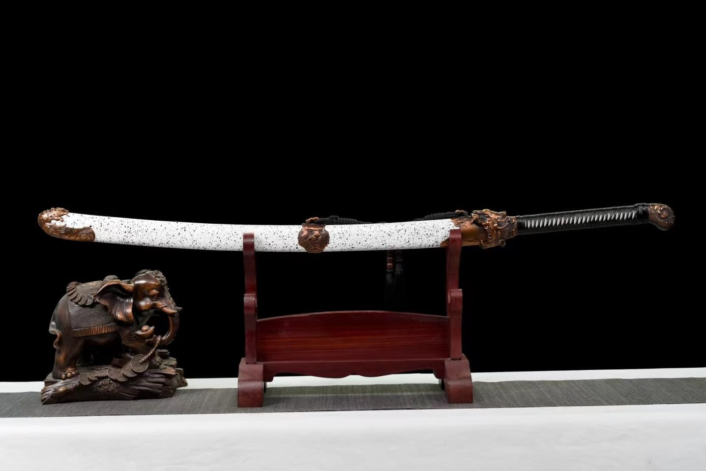 Tiger Tang dao High Carbon Steel red Blade,Alloy Fittings,Solid Wood Scabbard,LOONGSWORD
