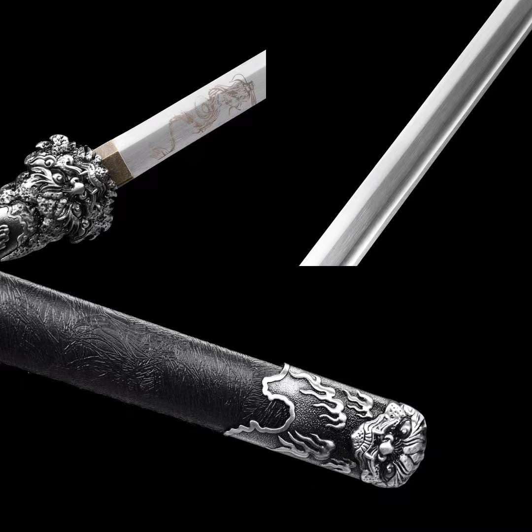 Hand Forged Dragon King Dao-Forged 1060 Carbon Steel Blade,Dragon-Engraved Alloy Handle(1060 Carbon Steel)