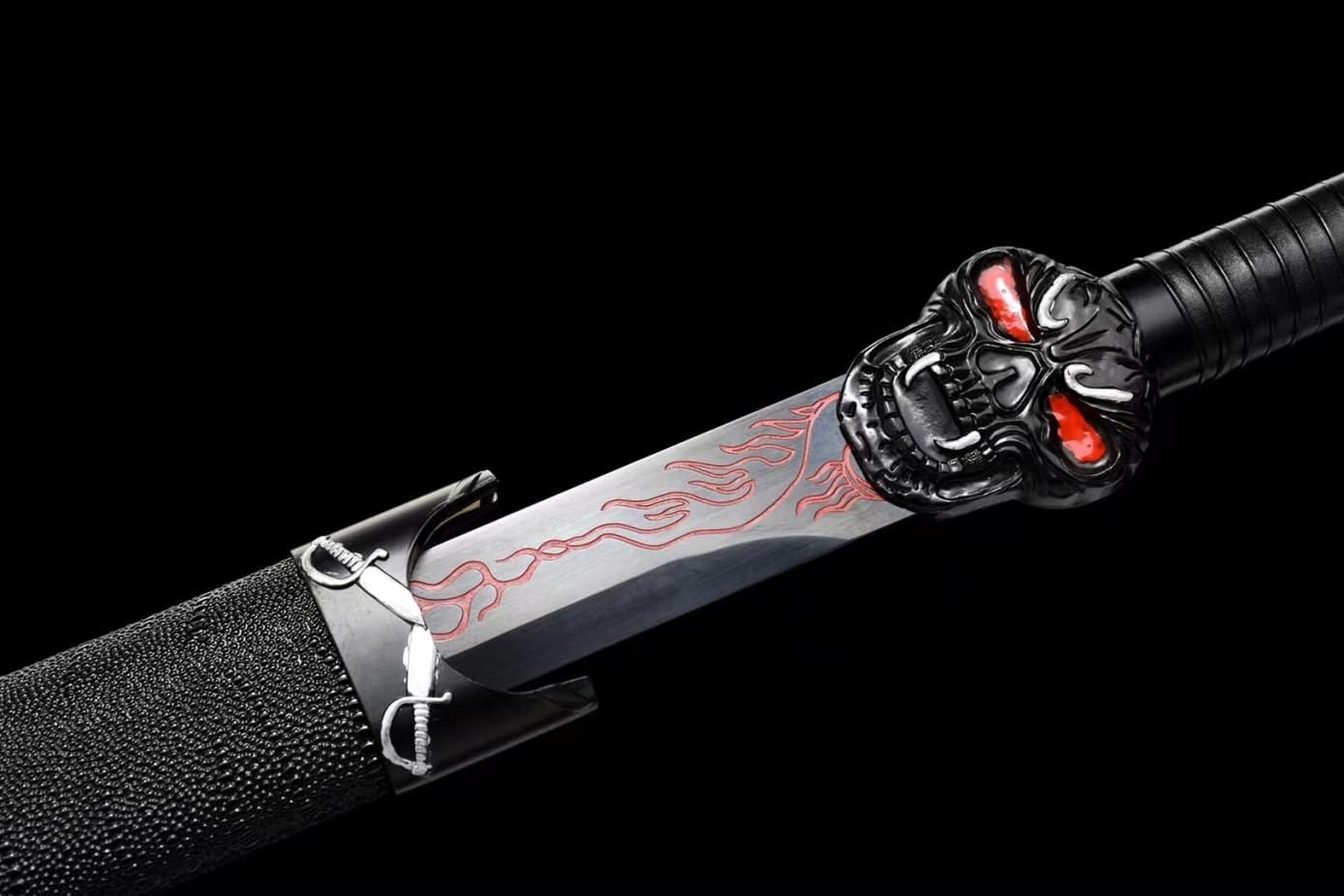 Tang Dao Real,Forged High Carbon Steel Etch Blade,Alloy,Solid Wood,chinese sword