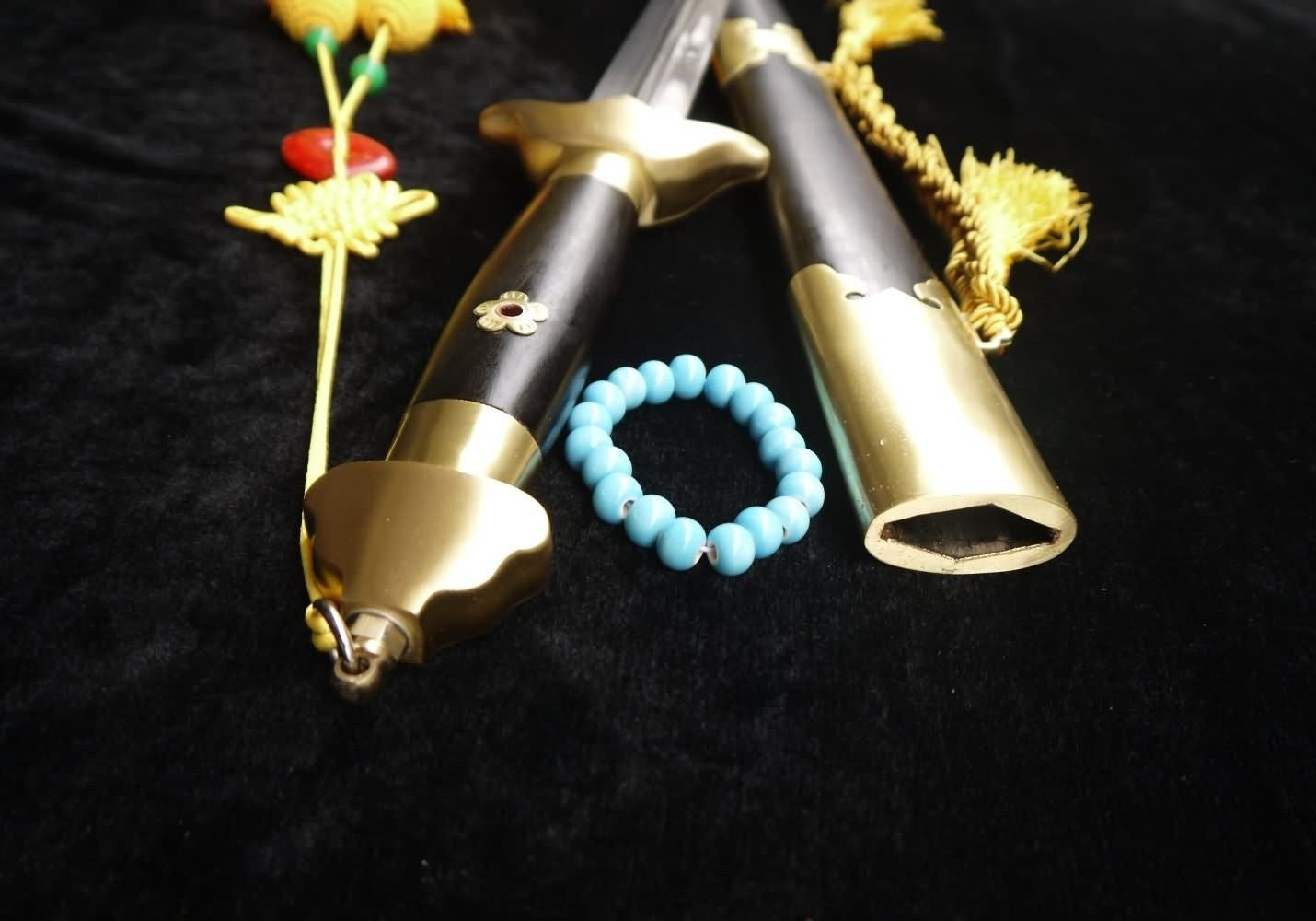 Chinese Tai Chi sword Pattern steel blade,Brass,Black wood scabbard - Chinese sword shop