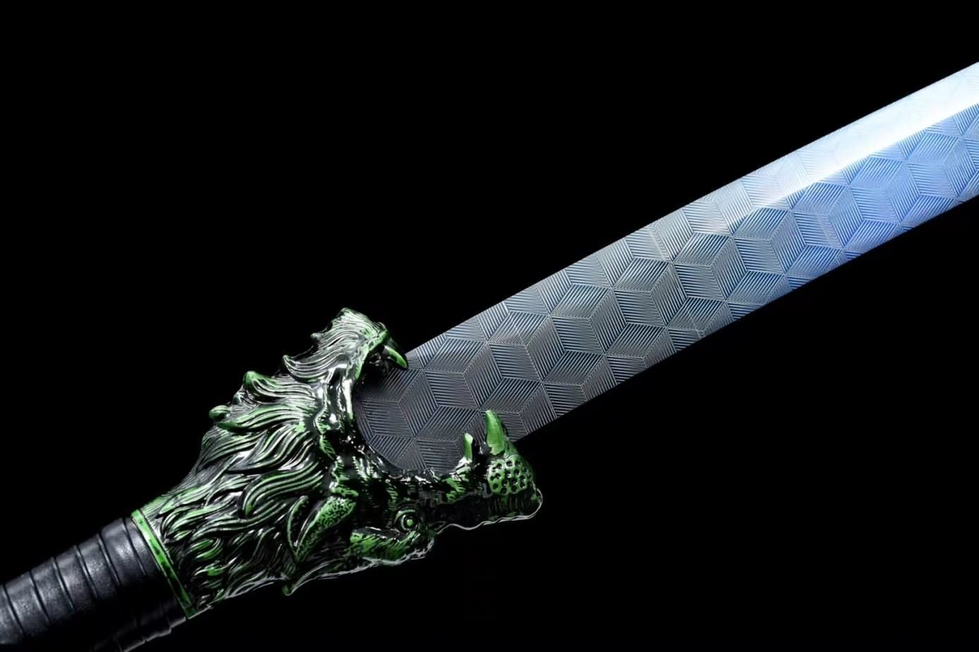 Wolf Knife Broadsword,Forged High Carbon Steel Etch Blades,Alloy Fittings,chinese sword
