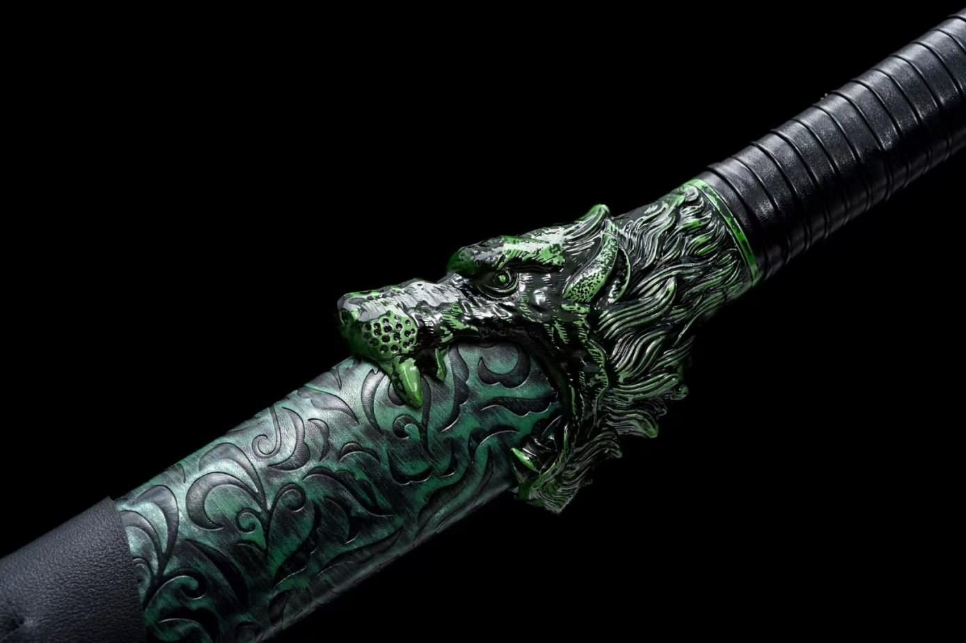 Wolf Knife Broadsword,Forged High Carbon Steel Etch Blades,Alloy Fittings,chinese sword