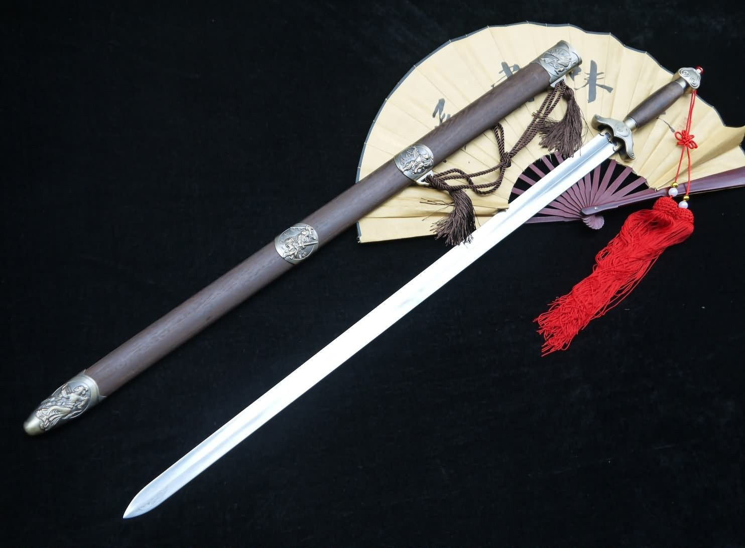 Tai chi Sword/Damascus steel blade/Rosewood scabbard/Alloy fittings - Chinese sword shop