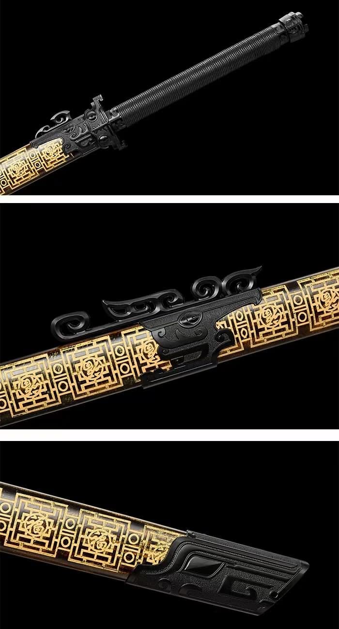LOONGSWORD,chinese sword,Tactical Sabre,Tang DAO high Carbon Steel Etch Blades,Alloy Fittings,carvings Scabbard