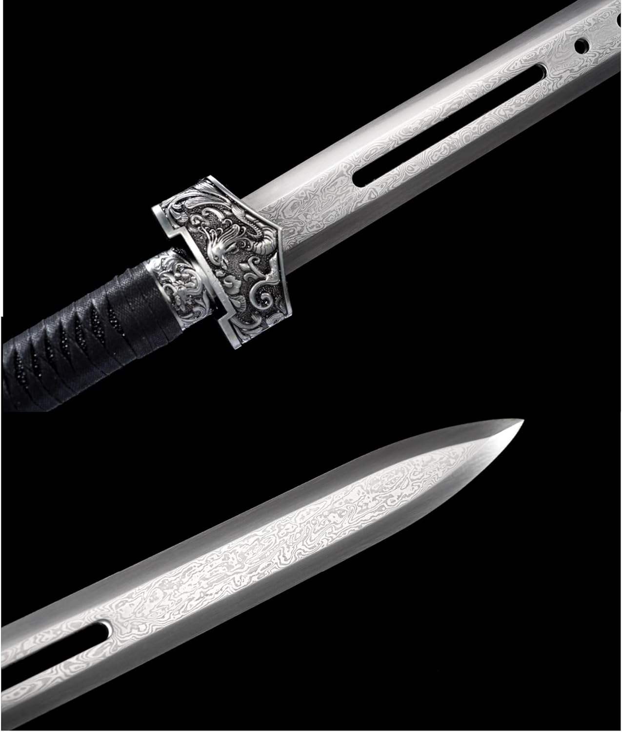 Hand Forged Hollow Damascus Steel Jian – Chinese Sword（Damascus Steel）