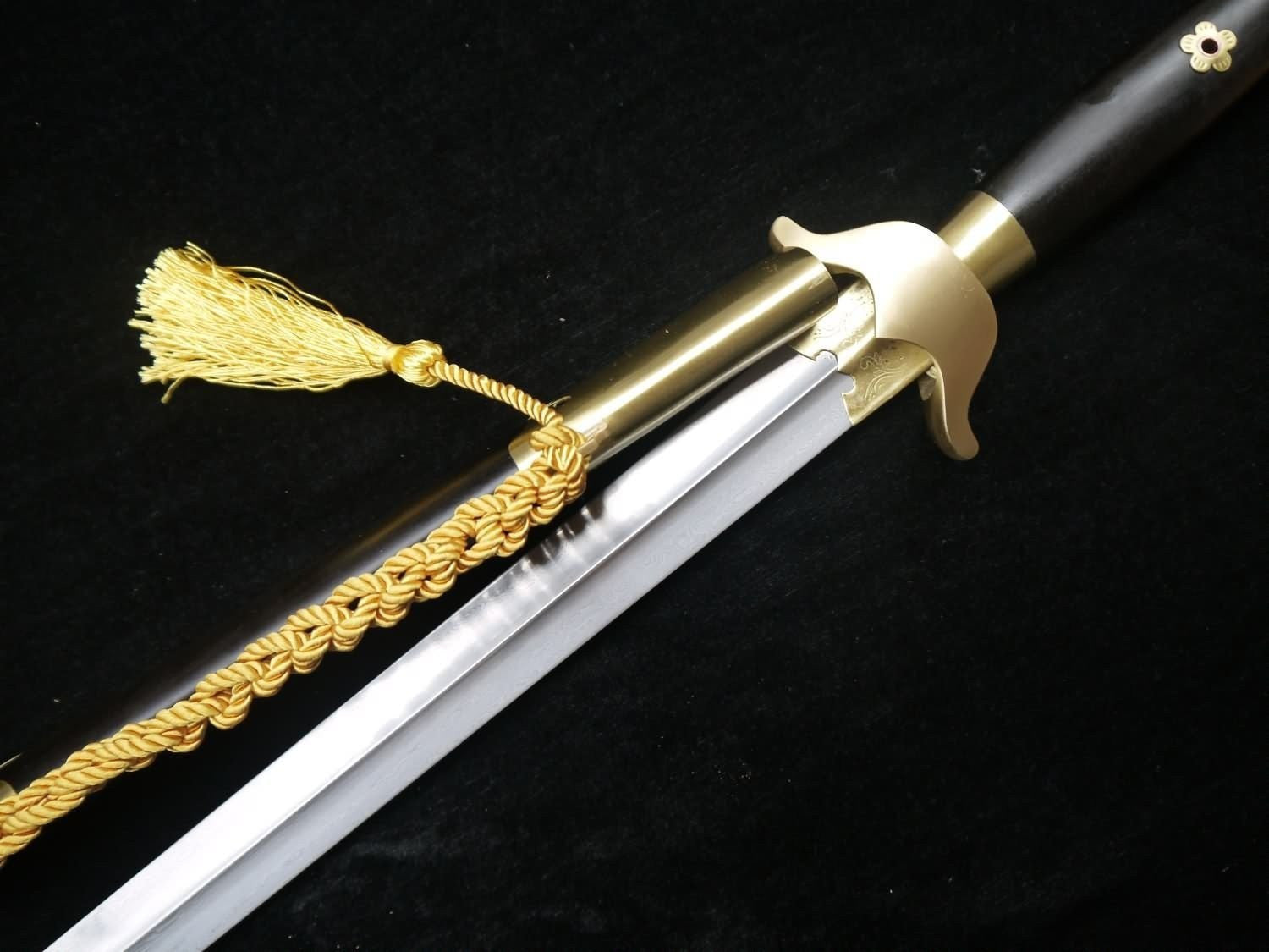 Chinese Tai Chi sword Pattern steel blade,Brass,Black wood scabbard - Chinese sword shop