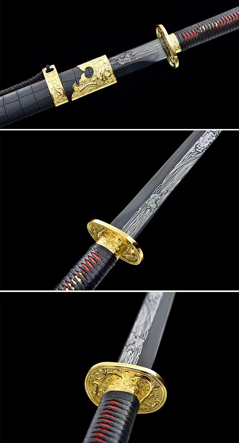 Hand Forged Tiger Sabre Real,Forged 1060 Carbon Steel Etch Blade,Alloy Fittings