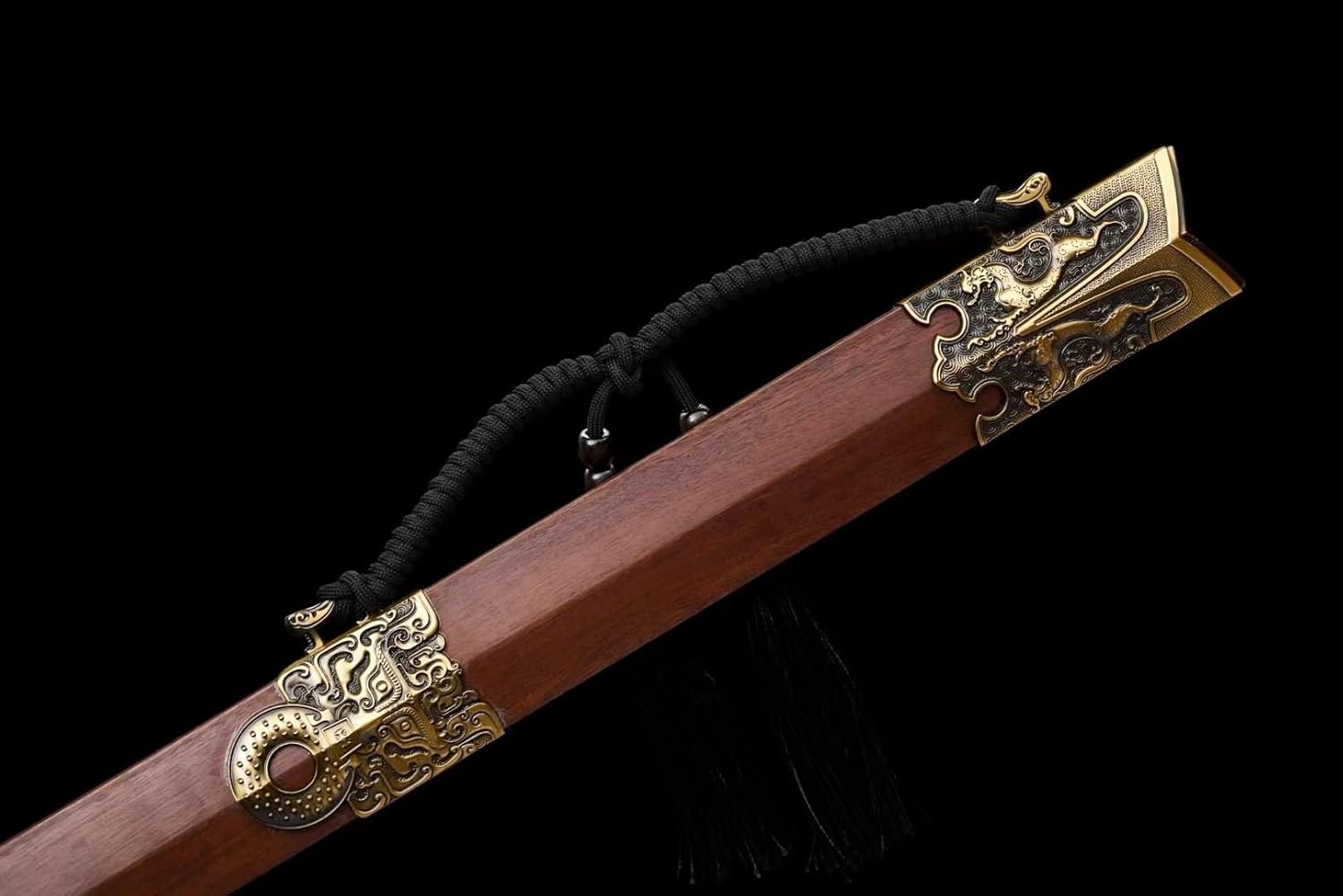 Hand Forged Hanjian Sword | Handcrafted High Carbon Steel Blade with Rosewood Scabbard & Alloy Fittings | 40"（1045 Carbon Steel）