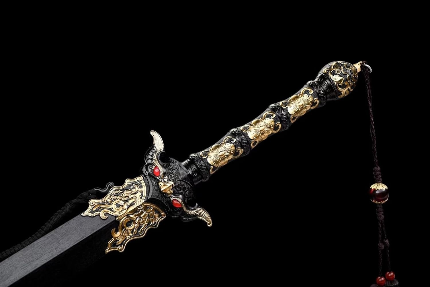 Hand Forged Chinese Yitian Jian Sword Damascus Steel Blade, Blackwood Scabbard（Damascus Steel）