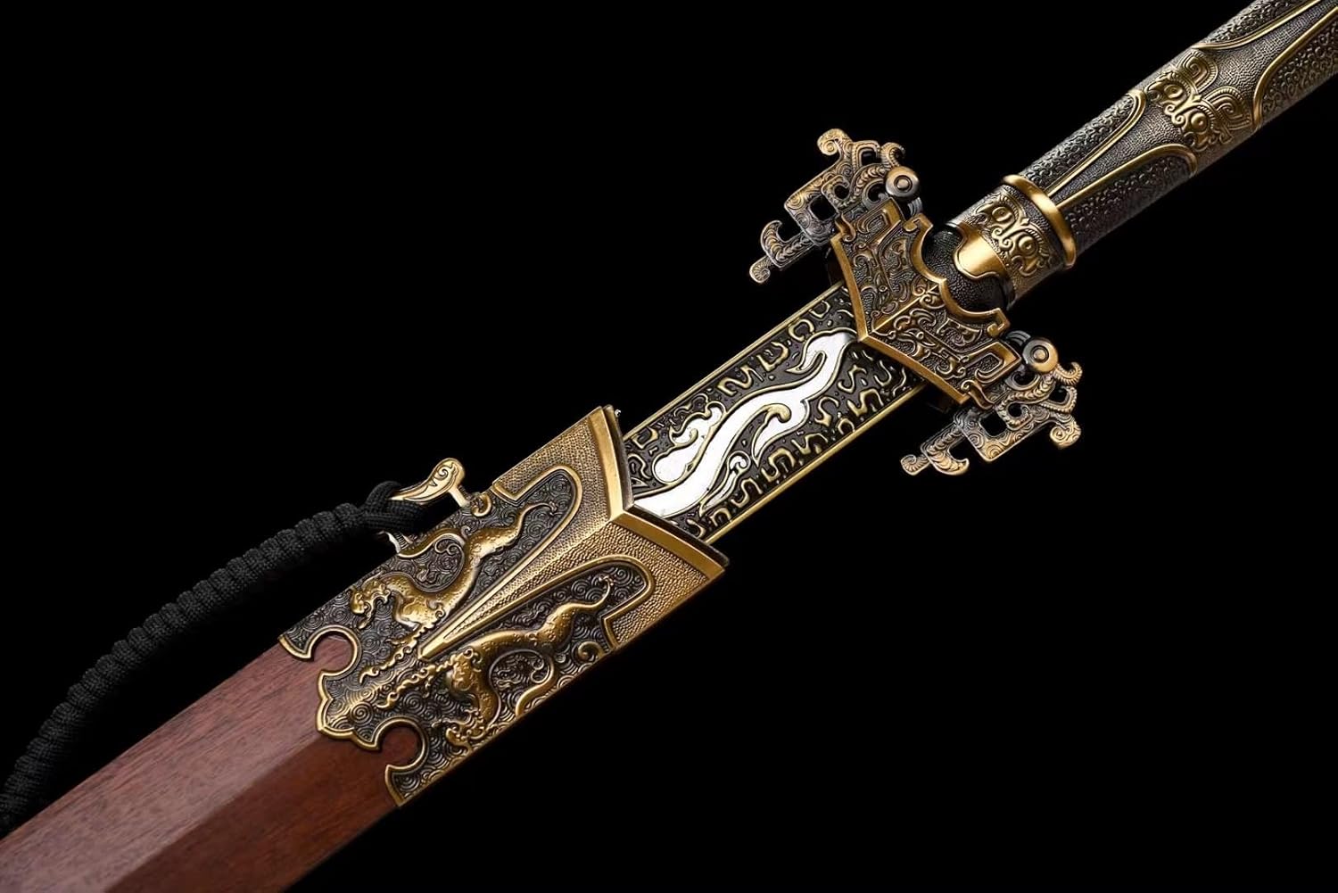 Hand Forged Hanjian Sword | Handcrafted High Carbon Steel Blade with Rosewood Scabbard & Alloy Fittings | 40"（1045 Carbon Steel）
