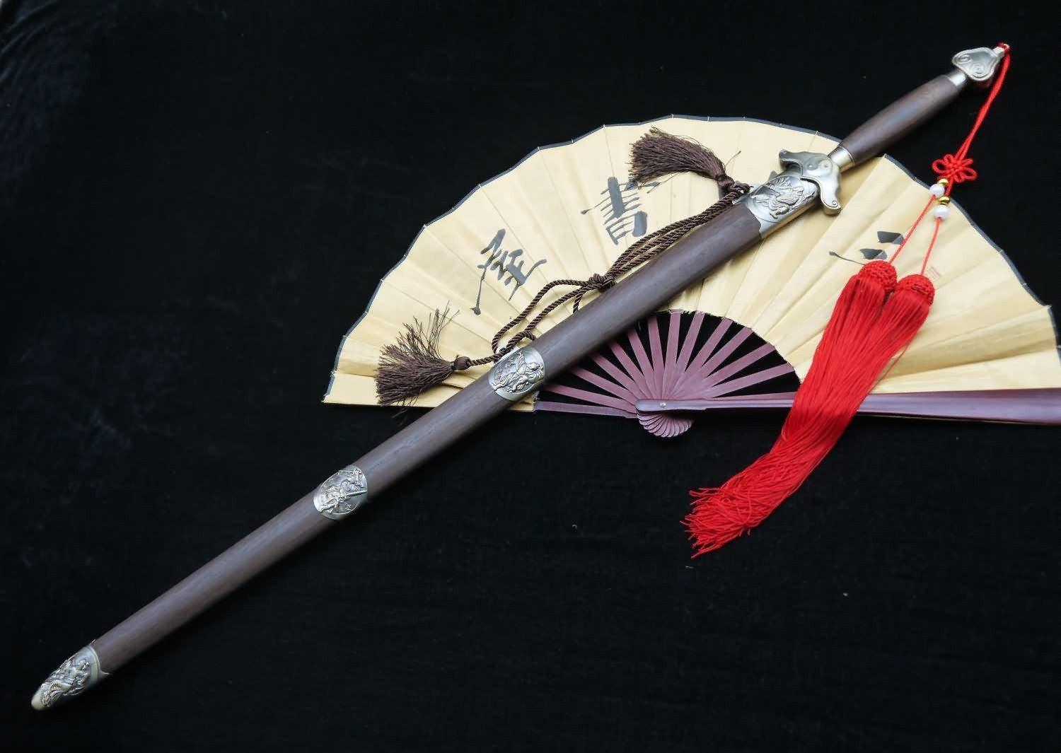 Tai chi Sword/Damascus steel blade/Rosewood scabbard/Alloy fittings - Chinese sword shop