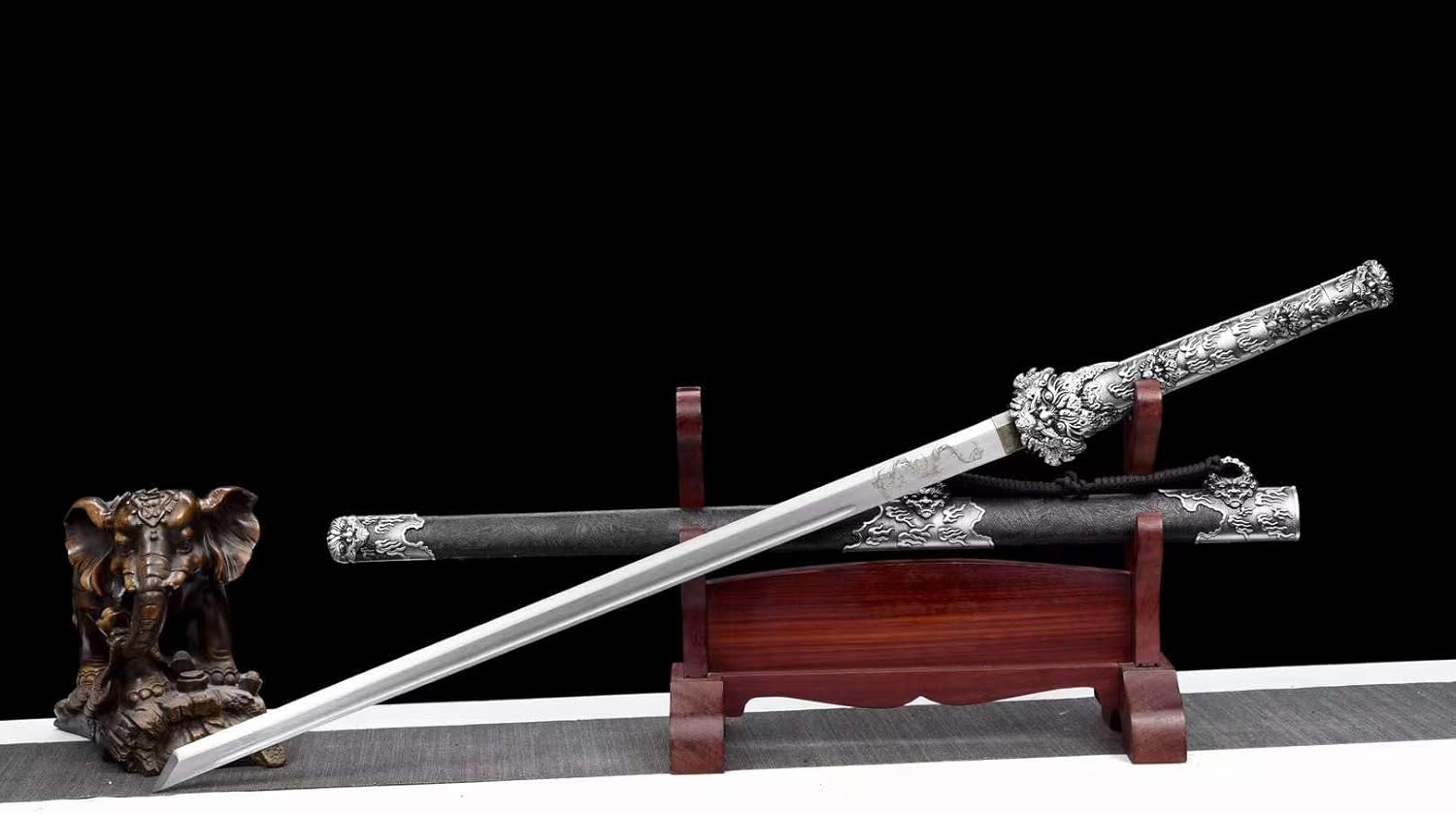 Hand Forged Dragon King Dao-Forged 1060 Carbon Steel Blade,Dragon-Engraved Alloy Handle(1060 Carbon Steel)