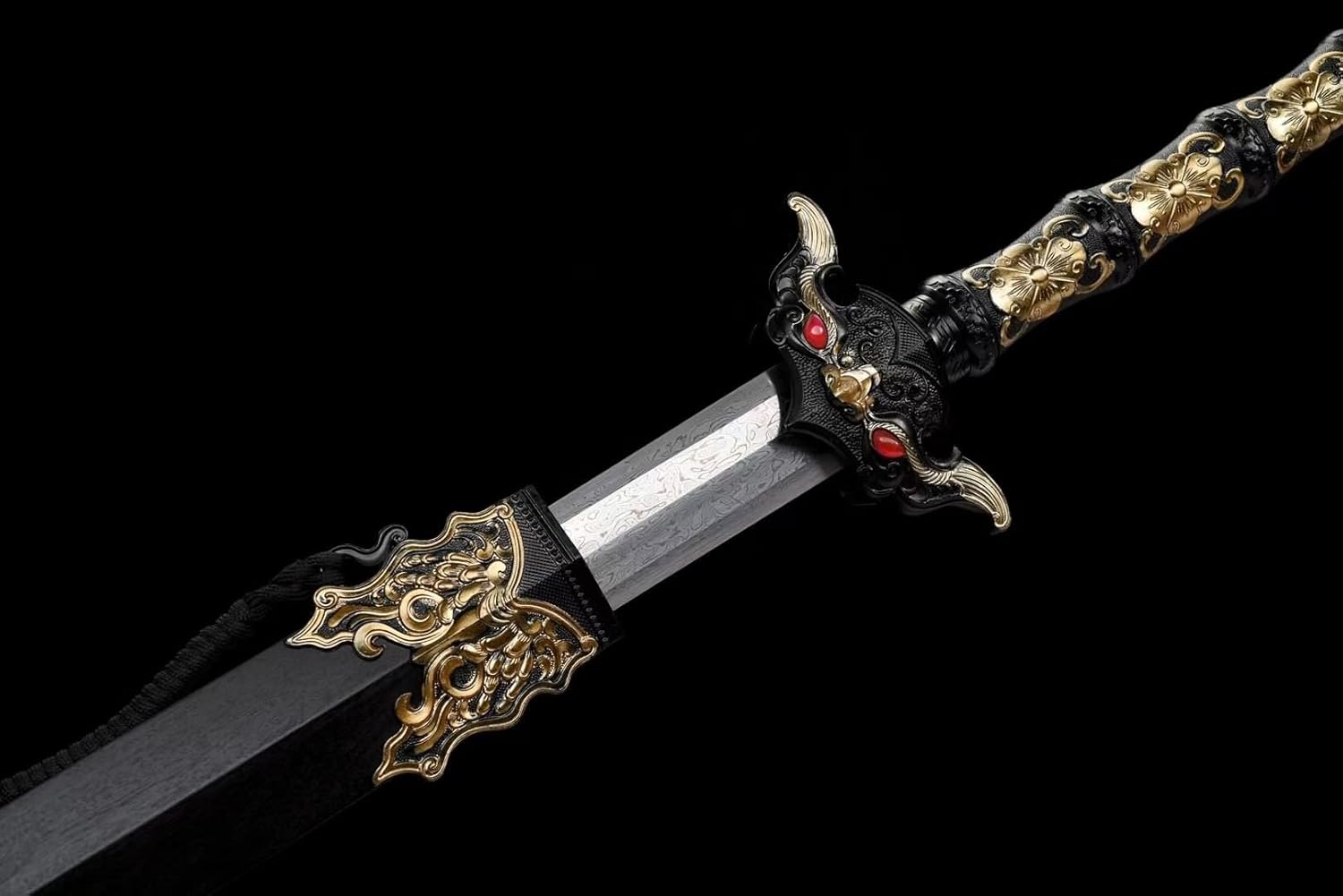 Hand Forged Chinese Yitian Jian Sword Damascus Steel Blade, Blackwood Scabbard（Damascus Steel）