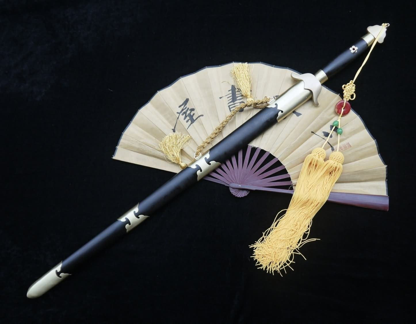 Chinese Tai Chi sword Pattern steel blade,Brass,Black wood scabbard - Chinese sword shop