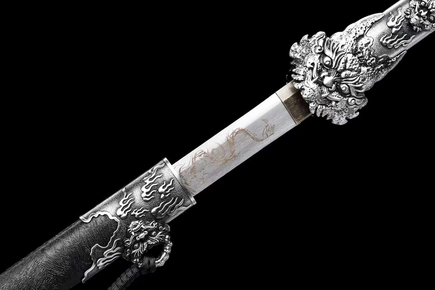 Hand Forged Dragon King Dao-Forged 1060 Carbon Steel Blade,Dragon-Engraved Alloy Handle(1060 Carbon Steel)