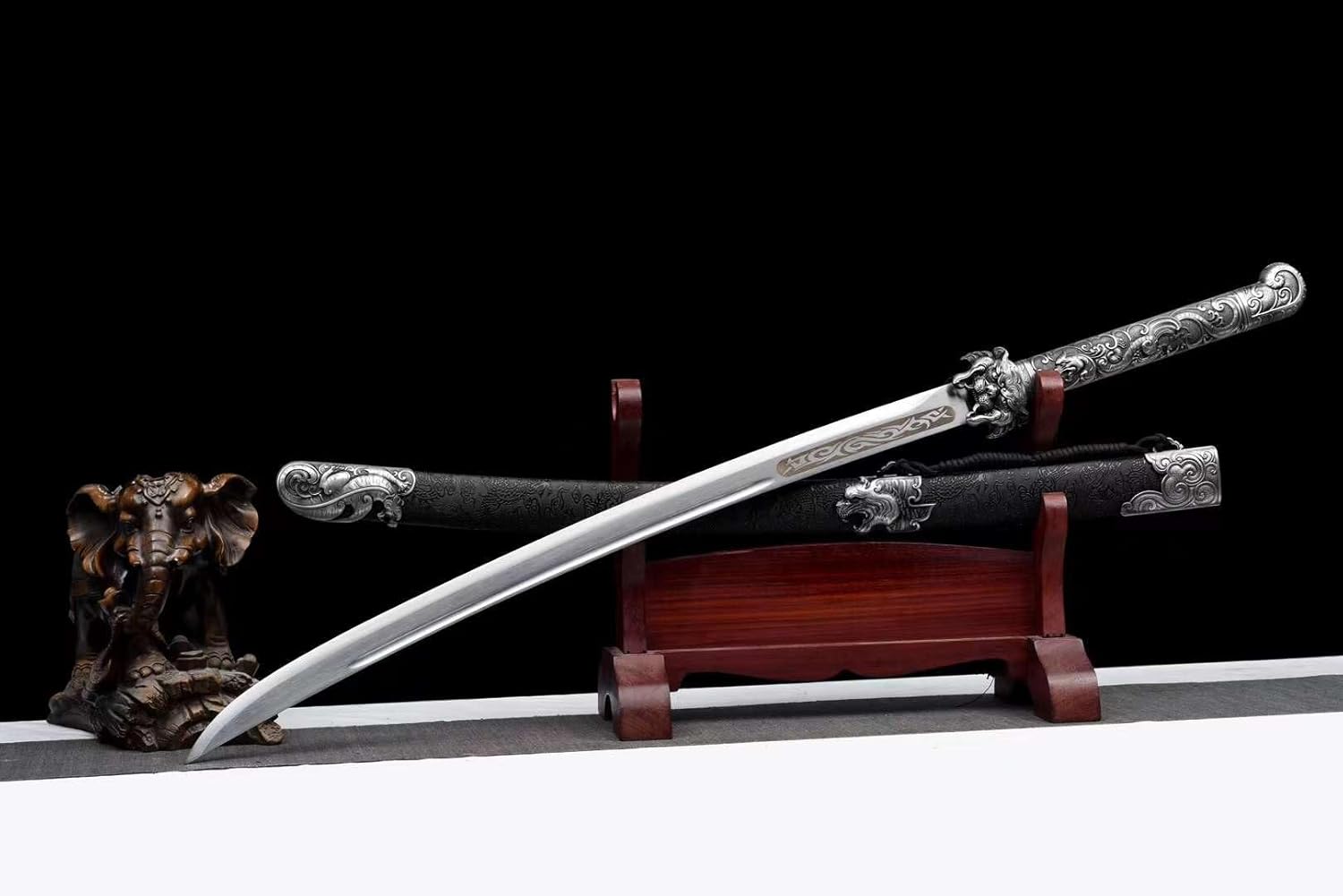 Hand Forged Dragon King Dao Sword - Hand-Forged High carbon Steel Blade, Zinc Alloy Dragon Fittings