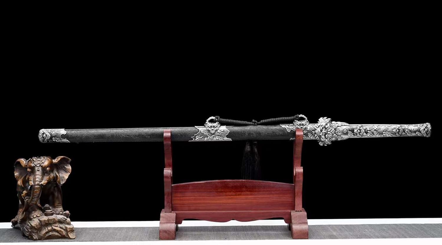 Hand Forged Dragon King Dao-Forged 1060 Carbon Steel Blade,Dragon-Engraved Alloy Handle(1060 Carbon Steel)