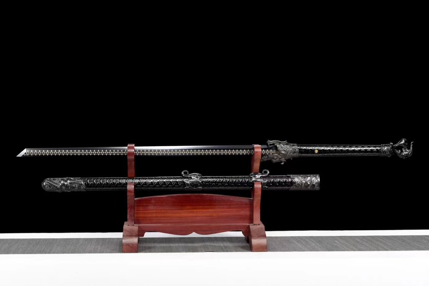 LOONGSWORD,chinese sword,Loong Tang dao high Carbon Steel,Alloy Fittings,Black Scabbard