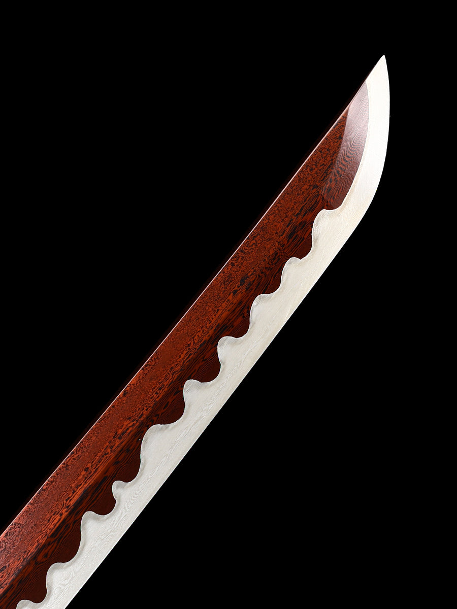 Japanese samurai sword Handmade katana, Damascus steel, hand forged blade, baked red, pushed and ground, wavy pattern, high-end collection(80)
