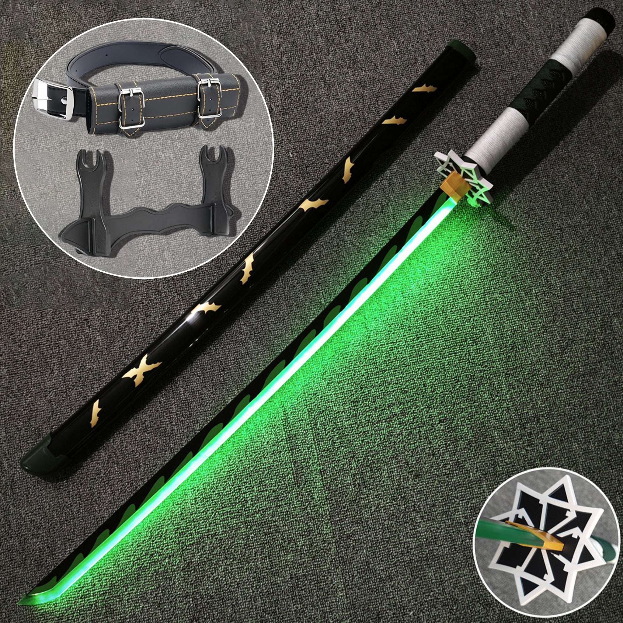 Demon Slayer Cosplay Katana Laser Toys Glowing Sword Shinazugawa Sanemi Nichirin Sword（Wood + Acrylic）